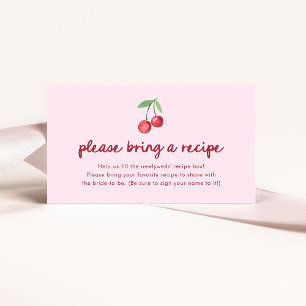 Rosa Whimsical Retro Körsbär Receptförfrågan Tilläggskort