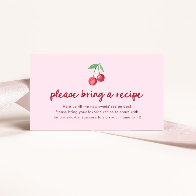 Rosa Whimsical Retro Körsbär | Receptförfrågan Tilläggskort (Skapare uppladdad)