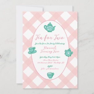 Rosa Whimsical Tea Party Birthday Inbjudningar