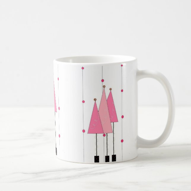 Rosa Whimsical Träd Kaffemugg (Höger)