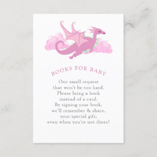 Rosa Whimsique Dragon Baby Shower Bokar för Baby Tilläggskort