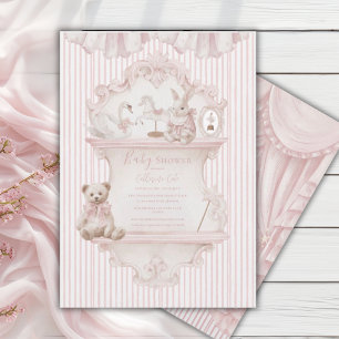 Rosa Whimsisk Elegant Bebis Bjudning Inbjudningar