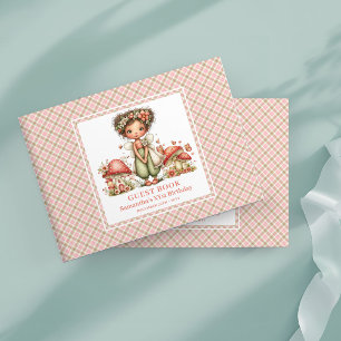 Rosa Whimsy Fairy 1-årsdag Gästbok