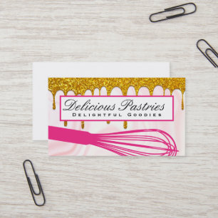 Rosa Whisk Drivning Guld Glitter Visitkort