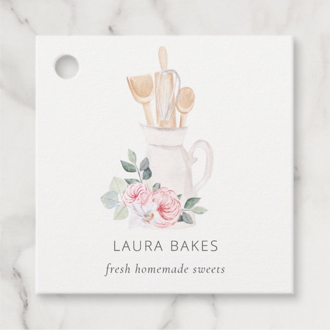  Rosa Whisk Spatula Spoons Baking Utensils Gåvor Etiketter (Framsida)