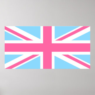 Rosa White and Blue Union Jack UK Flagga Poster