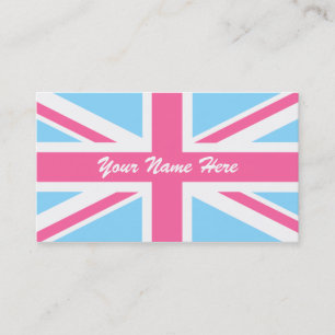 Rosa White and Blue Union Jack UK Flagga Visitkort