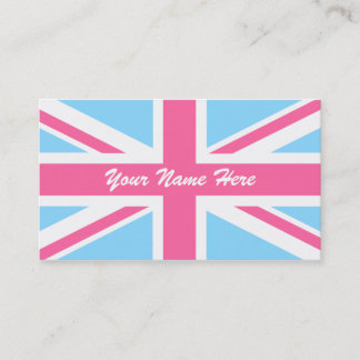 Rosa White and Blue Union Jack UK Flagga Visitkort