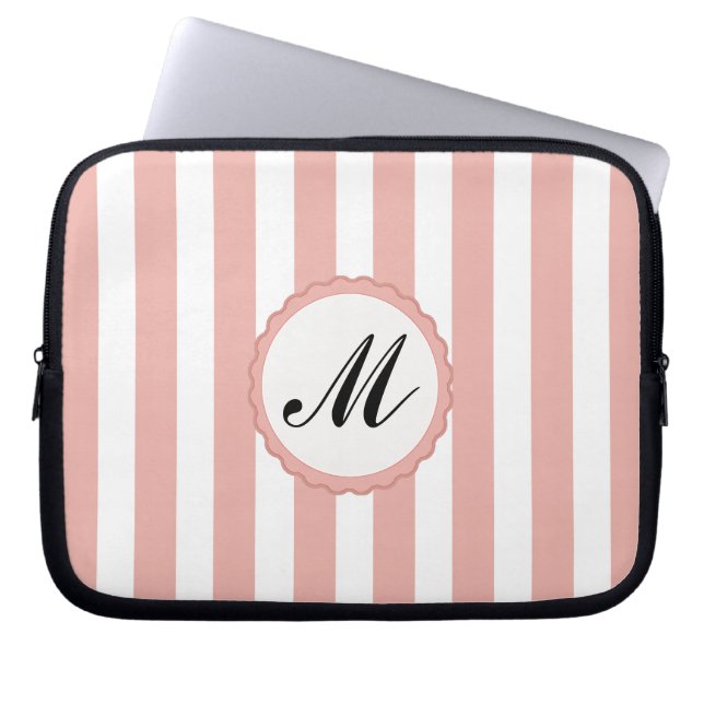 Rosa White Anpassningsbar Monogram Laptop sleeve (Framsidan)
