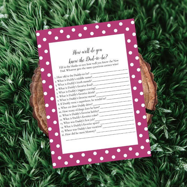 Rosa White Baby Bow som känner Pappa bästa spel Inbjudningar (Skapare uppladdad)