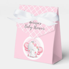Rosa & White Baby Jungle Elephant Party Favoritbox Presentaskar