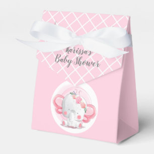Rosa & White Baby Jungle Elephant Party Favoritbox Presentaskar