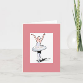 Rosa & White Ballet Dancer Ballerina Girl Note Kort