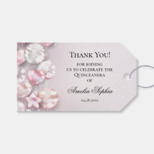 Rosa White Balloons Quinceañera Favor Gift-Märkre Presentetikett