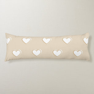 Rosa White Beige Cute Simple Heart Mönster Kroppskudde