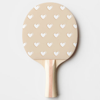Rosa White Beige Cute Simple Heart Mönster Pingisracket