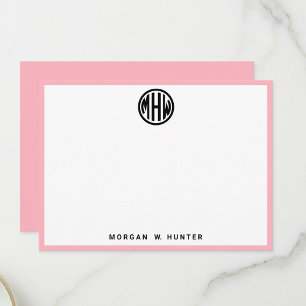 Rosa White Black Circle Monogram Font DIY BG Tack Kort