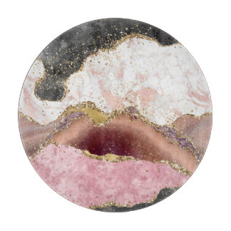 Rosa White Black Mauve Guld Glitter Agate Marble