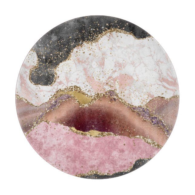 Rosa White Black Mauve Guld Glitter Agate Marble (Framsidan)