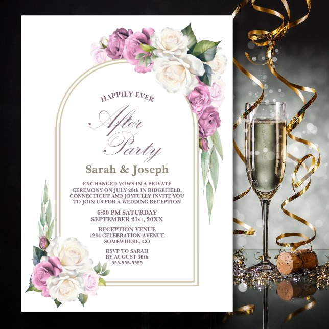 Rosa White Blommigt Arch Bröllop efter Party Inbjudningar (Skapare uppladdad)