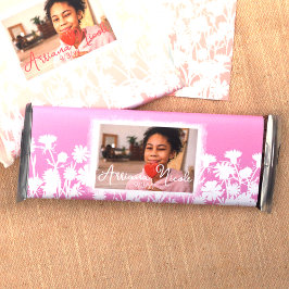 Rosa White Blommigt Bat mitzvah Candy Pub Wrapper