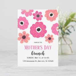 Rosa White Blommigt Mors dag Brunch Inbjudan