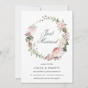 Rosa White Blommigt Ny gifta Elopement Meddelande