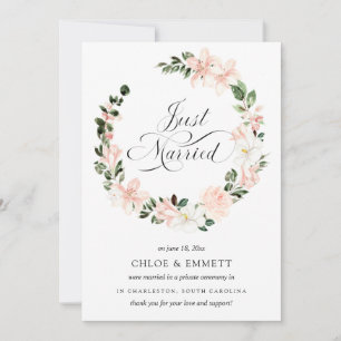 Rosa White Blommigt Ny gifta Elopement Meddelande