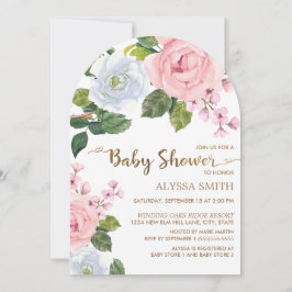 Rosa White Blommigt Ro Arch Baby Shower Inbjudningar