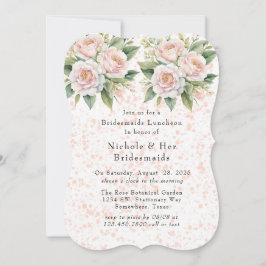 Rosa White Botanical Ro Bridesmaids Luncheon Inbjudningar