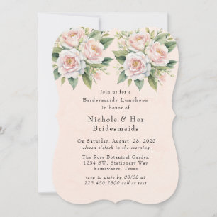 Rosa White Botanical Ro Bridesmaids Luncheon Inbjudningar