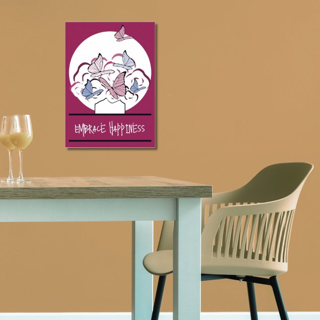 Rosa & White Bouquet Butterflies Embrace Happity Poster (Bouquet and Butterflies, Embrace Hapiness)