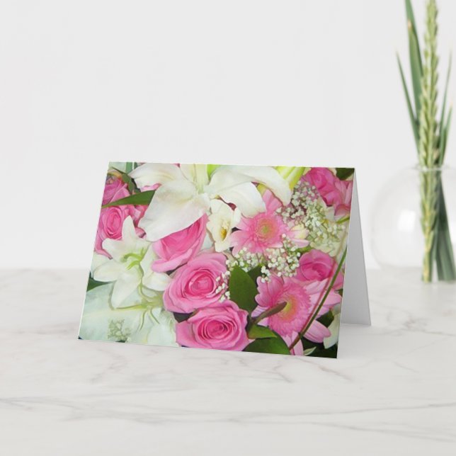 Rosa & White Bröllop Note Cards Kort (Framsida)