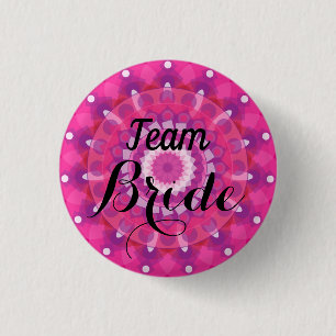 Rosa White Bröllop Team Bride Button Knapp