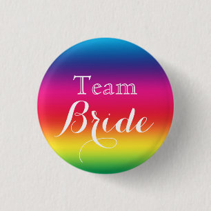 Rosa White Bröllop Team Bride Button Knapp