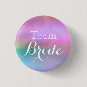 Rosa White Bröllop Team Bride Button Knapp
