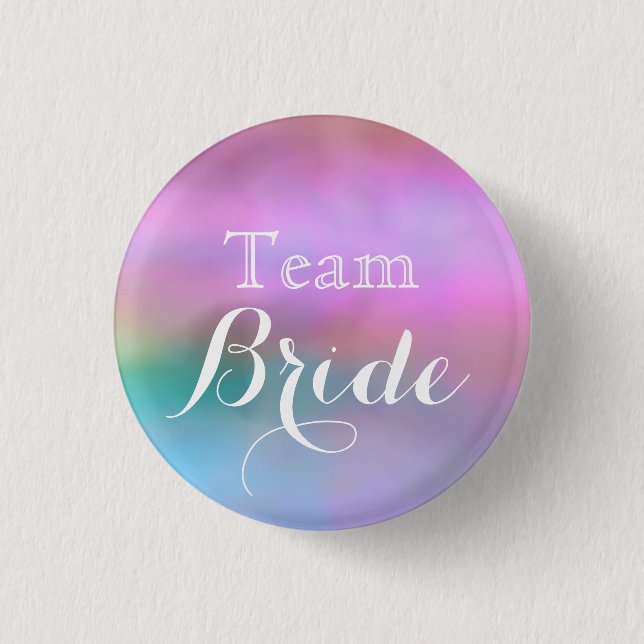 Rosa White Bröllop Team Bride Button Knapp (Framsida)