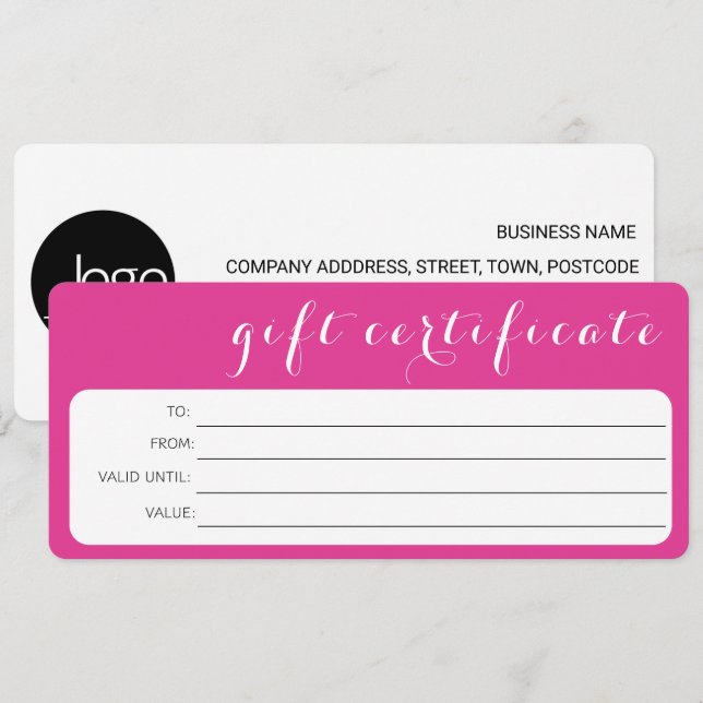 ROSA WHITE Business LOGOTYP COMPANY GIFT CERTIFICA (Fram/baksida)
