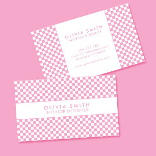 Rosa White Checkated Modern Visitkort