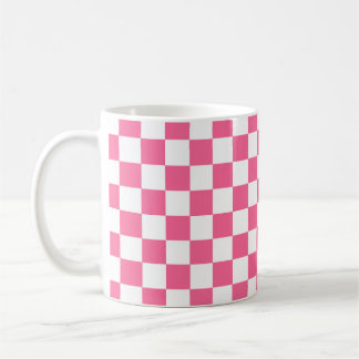 Rosa White Checkated Mönster Kaffemugg