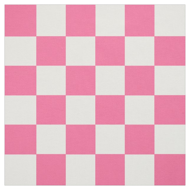 Rosa White Checkated Mönster Tyg (Provkarta)