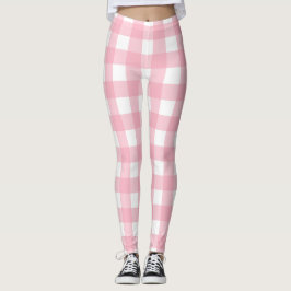 Rosa & White Checkerboard Mönster Leggings