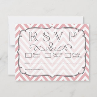 Rosa & White Chevron-Bröllop OSA Kort