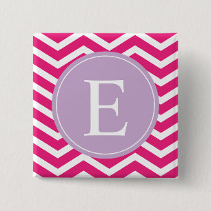 Rosa White Chevron Lila Monogram Knapp