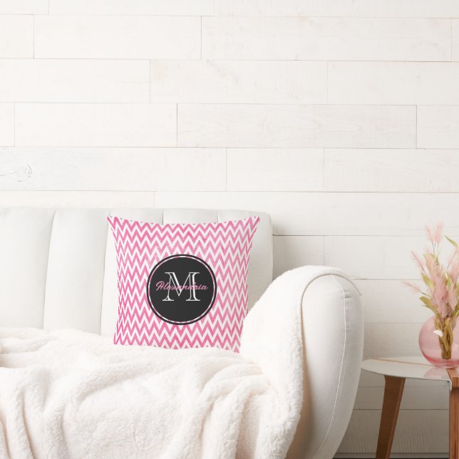 Rosa White Chevron Monogram Kudde (Soffa)