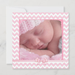 Rosa & White Chevron Stripe Birthday Notice Meddelande