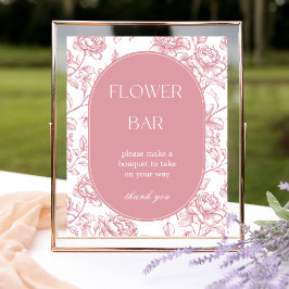 Rosa White Chinoiserie Flower Pub Sign Poster