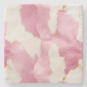 Rosa White Cowhide Animal Stenunderlägg