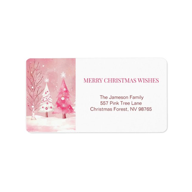 Rosa White Cute Retro-jul Adressetikett (Framsidan)