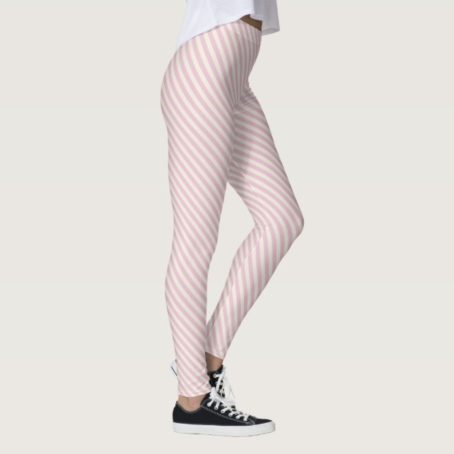 Rosa White Diagonal Rand Mönster Leggings (Höger)